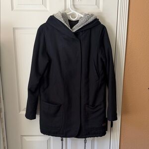ROXY Black Hooded Coat with Gray Lined Hood